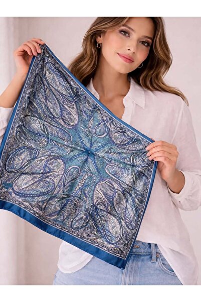 ostende Navy Blue Square Patterned Neck Hair and Bag Scarf Stylish Bandana (5...