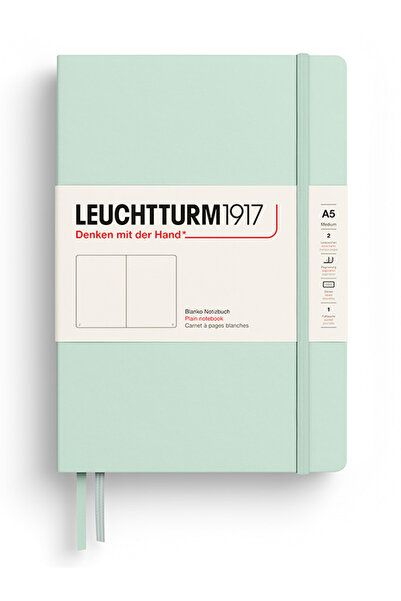 Leuchtturm1917 Notebook, Medium Size (A5), Hard Cover, 251 Pages, Plain, Mint...
