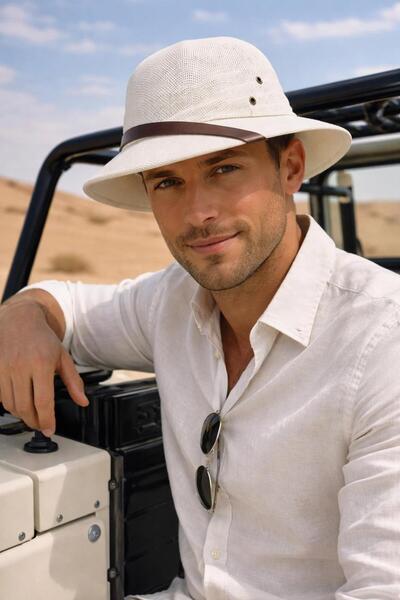 FELLMENS White Premium Straw Safari Men's Hat