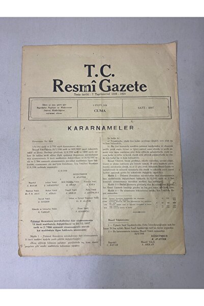 AntikHacı 1938 Yılı Resmi Gazete