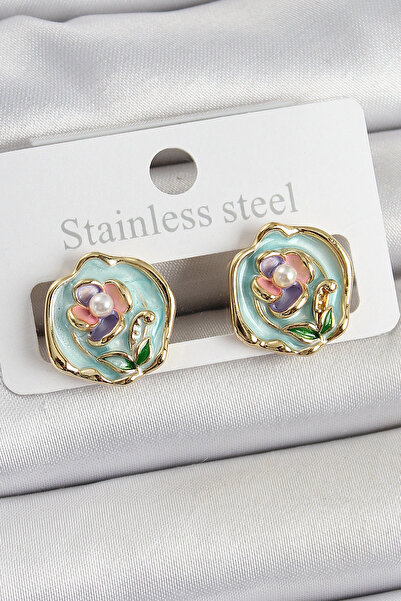 shopwave Brass Green Enamel Flower Figured Artistic Portrait Model Gold Color...