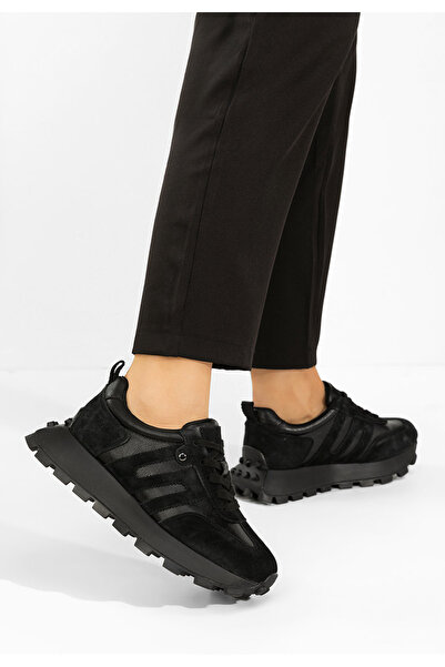 B T Shoes Αθλητικά παπούτσια γυναικεία από φυσικό δέρμα Jomelia V2 μαύρα