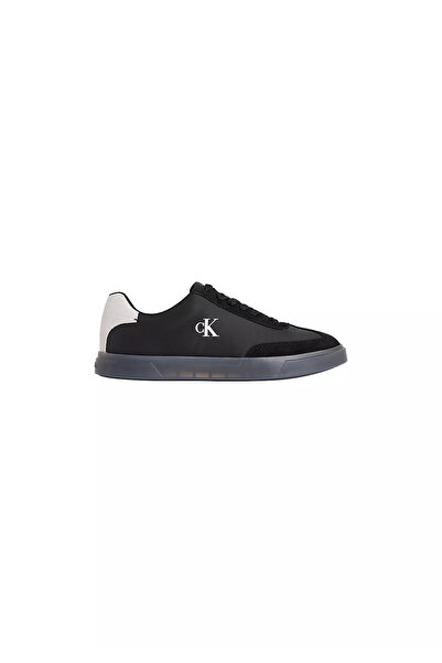 Calvin Klein Men's Low-Top Ck Logo Detailed Black Sneaker with Suede Detail o...