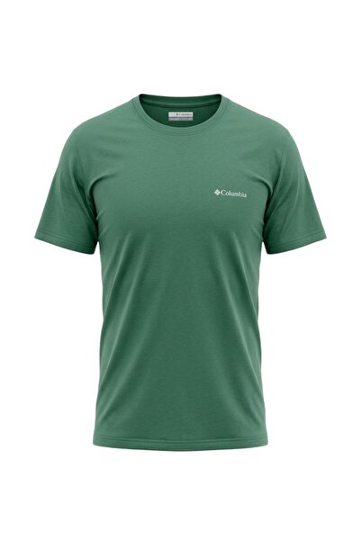 Columbia Ανδρικό T-shirt Χακί Cs0282 Csc M Basic Sm με λογότυπο και βουρτσισμ...