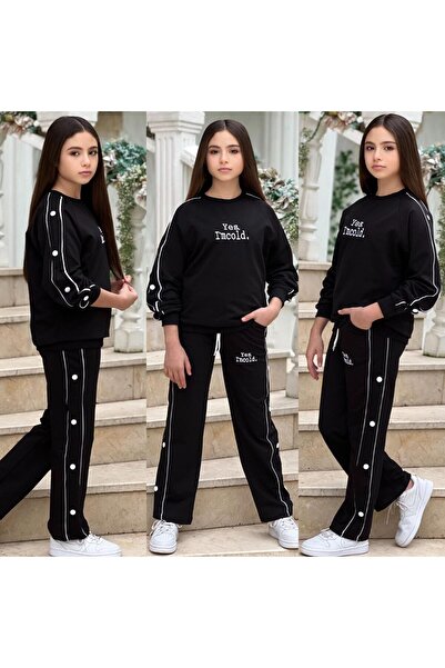 zavera for kids Kız Çocuk Çıtçıt Ve Biye Detaylı Nakışlı İkili Eşofman Takımı...