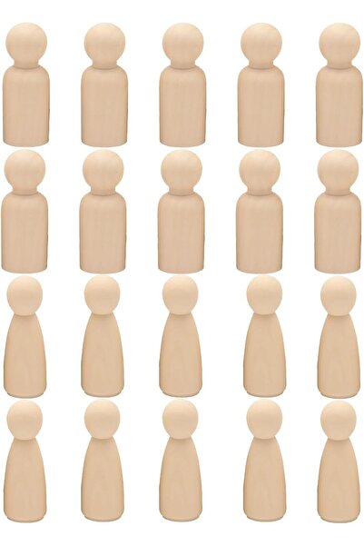 Arabest 20-Piece Wooden Peg Dolls, 65mm Unfinished People Bodies for Kids Pai...