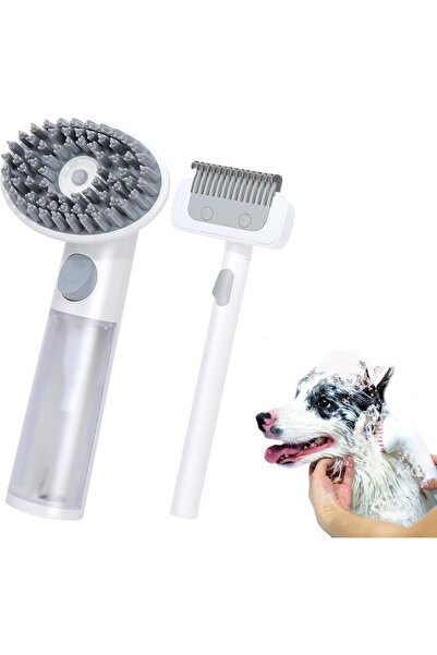 Arabest 2-Piece Dog Bath Brush Set, Silicone Scrubber with Soap Dispenser, Ma...