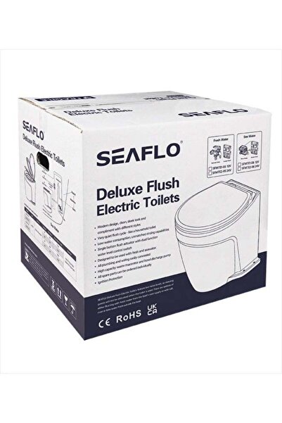 Seaflo Electric Marine Toilet 12V 24V Deluxe Flush Ceramic Bowl Soft Close Seat