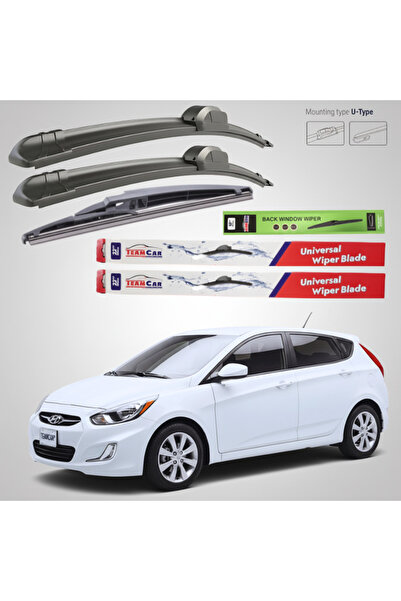 TEAMCAR Hyundai Accent Hatchback (2010–2014) Flat Wiper Blades | Full Set – T...