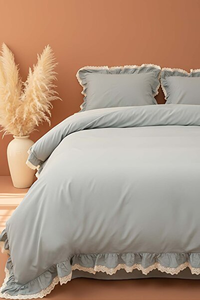 Rivaİstanbul Dora 100% Cotton Guipure Detailed Duvet Cover Set - 4 Pieces