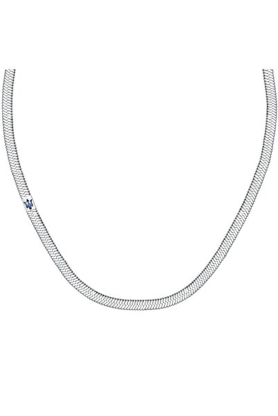 Maserati Iconic chain, silver stainless steel, length 55cm, blue logo, JM422A...