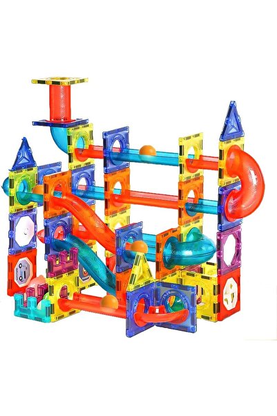 Yelejoy 105-Piece Magnetic Building Blocks Set with Marble Run, Ball Slides, ...