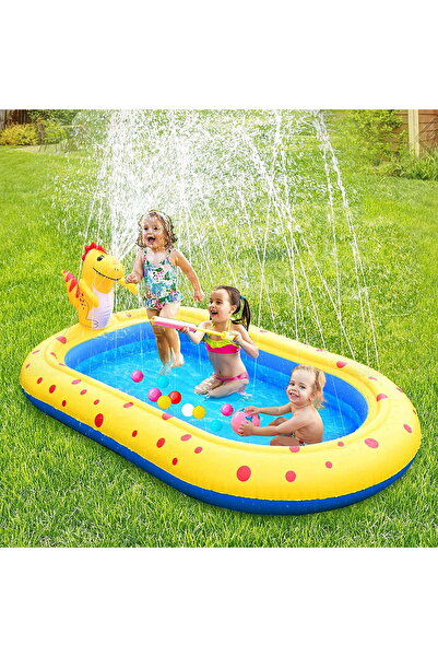 Yelejoy 3-in-1 Inflatable Splash Pad, Water Sprinkler Play Mat for Kids, Outd...