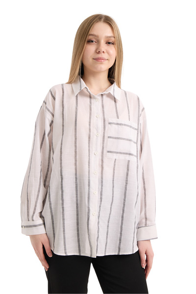 Texclusive Women's Striped Shirt White