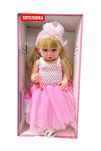 TOYSTURKA 55 Cm Gerçekçi Yenidoğan Biberonlu Bebek – Sesli Oyuncak Et Bebek