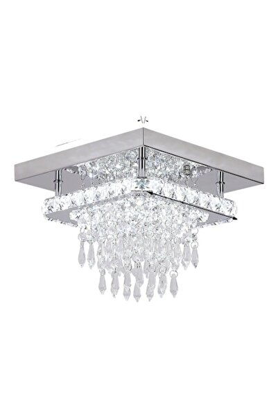 Oyajia Adjustable LED Chandelier, Stainless Steel/Iron/Crystal, Chrome, 70W, ...