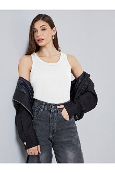 Styli White Sleeveless Knit Tank Top