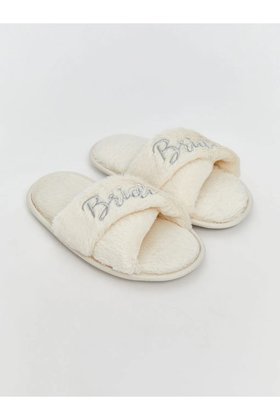 LC Waikiki Lcw Steps Bride Embroidered Women's Plush House Slippers