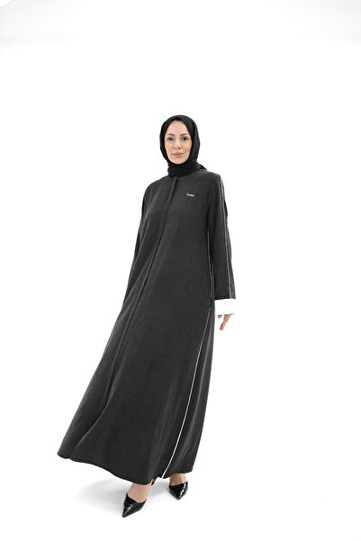 KADEEM Абая Sare Cupra з рукавами-окантовками та складками – чорно-білий