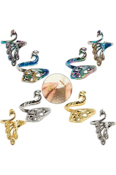 Arabest 8-Piece Adjustable Crochet Hook Loop Set, Knitting Finger Holders for...