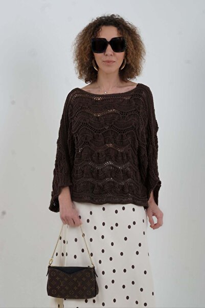 Zelish My Sister Καφέ διάτρητα πλεκτά