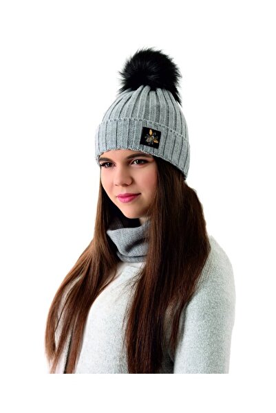 NO NAME Knitted Hat, 70% Acrylic, Bee, Gray