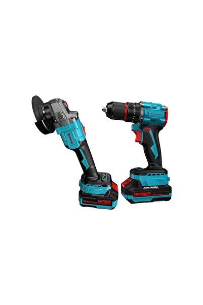 Cat Power Catpower E1030 Kömürsüz Li-on Akülü 2 li Kombo Set - Matkap ve Avuç Taşlama 20 V 4.0Ah + 2
