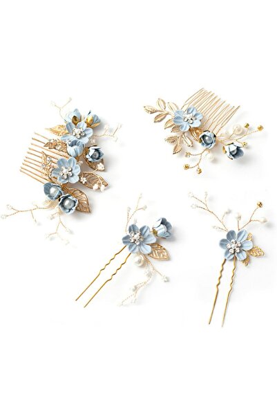 Arabest 4-Piece Wedding Hair Accessories Set, Pearl Rhinestone Combs and Pins...