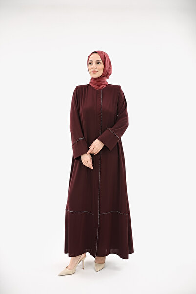 KADEEM Alin Taşlı Ferace Bordo - 1005