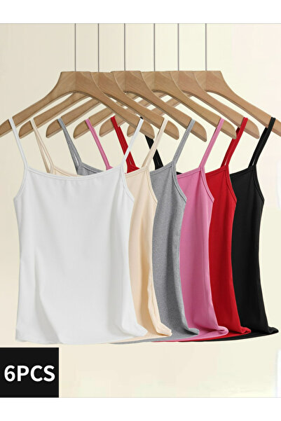 Take Two By Styli Pack of 6 - Solid Strappy Cami Top