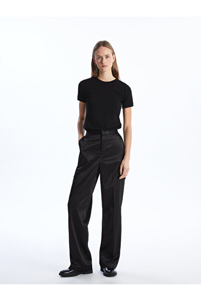 LC Waikiki Pantaloni de damă din satin uni cu talie elastică