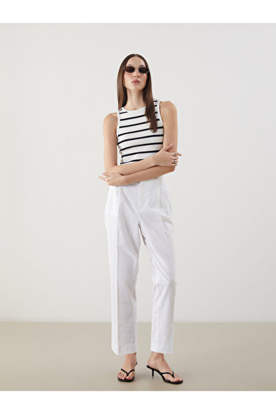 LC Waikiki Pantaloni de damă Carrot Fit din amestec de in