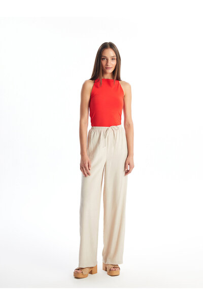 LC Waikiki Elasticated Waist Plain Wide Leg Women's Trousers