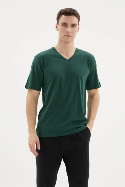 KLY 100% Βαμβάκι Νέας Σεζόν Ανδρικό Σετ Πιτζάμες με Λαιμόκοψη V σε Μεγάλο Μέγ...