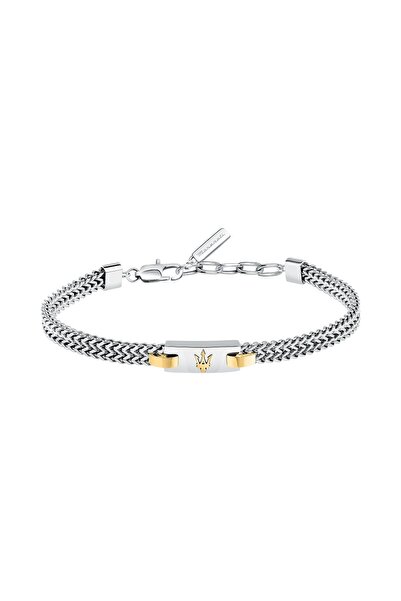 Maserati Bratara Iconic, inox argintiu, logo auriu, lungime 22cm, reglabila, ...
