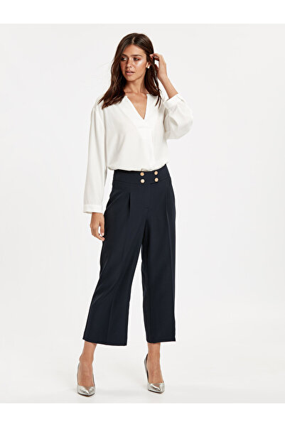LC Waikiki Button Detail Women's Regular Fit Wide Leg Trousers