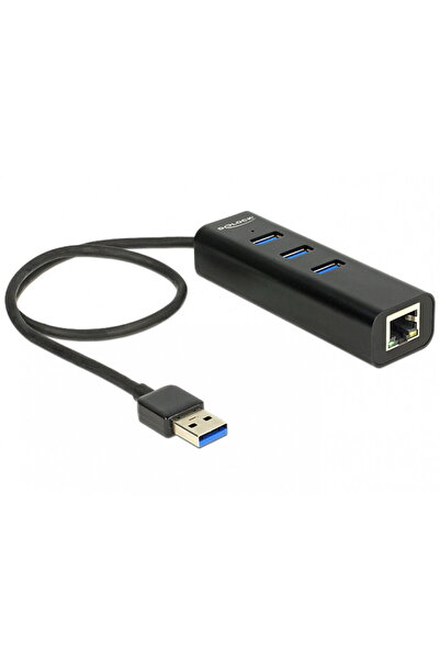 DELOCK HUB USB 3.0 + 1 x port Gigabit LAN Negru, 62653