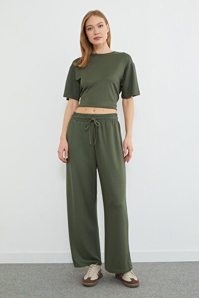 Fulla Moda Beli Lace-Up Pocketed Modal Sweatpants