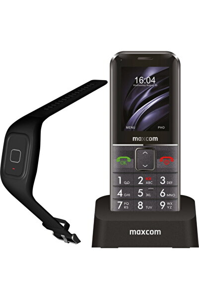 MAXCOM Telefon mobil MM735 Single SIM (cu tracker GPS)+ bratara SOS IP67, Negru