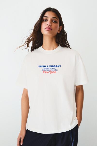 Bershka Oversize kısa kollu baskılı tişört