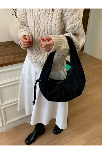 Take Two By Styli Black Suede Hobo Bag