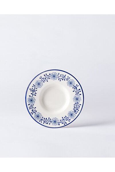 Madame Coco Luxe Floral 6'lı Çay Tabağı Seti - Mavi/Beyaz