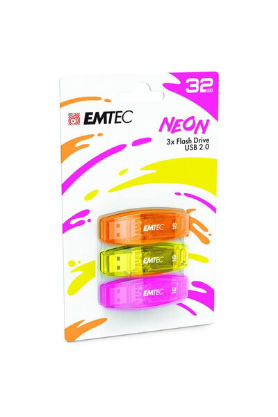Emtec Usb Flash Drive, C410 P3, 32Gb USB 2.0, Orange Yellow Pink