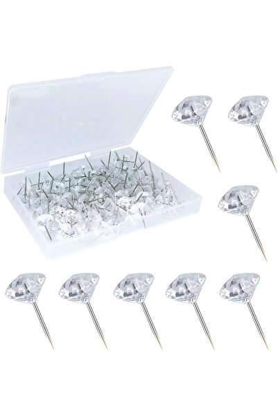 Yelajoy 100-Piece Clear Diamond Push Pins, Transparent Thumb Tacks for Bullet...