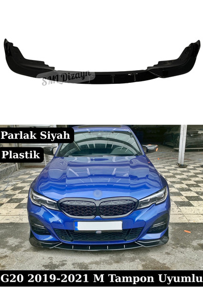 SML Dizayn BMW 3 Serisi G20 (2019-2021) M Sport Uyumlu Ön Lip - 3 Parça Piano...