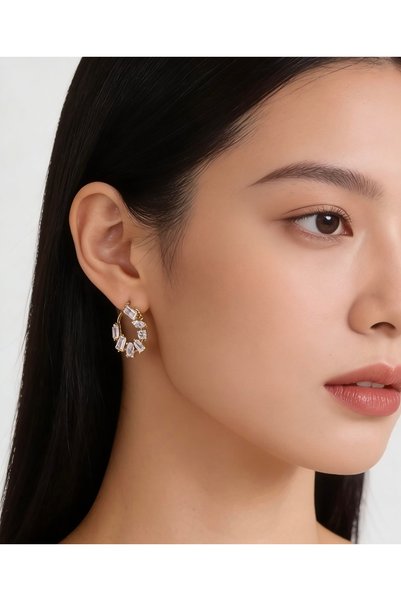 LABELRM Crystal Crescent Hoops Earring