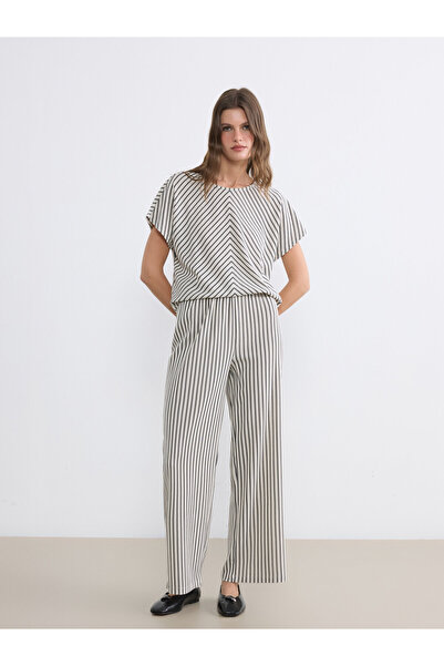 LC Waikiki Pantaloni de damă cu dungi cu talie elastică