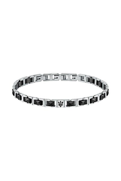 Maserati Bratara Ceramic, inox argintiu, ceramica neagra, lungime 22cm, ajust...