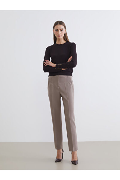 LC Waikiki Pantaloni țigaretă de damă cu talie înaltă și pliuri
