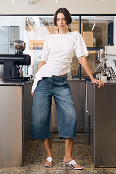 Bershka Slouchy denim bermuda şort